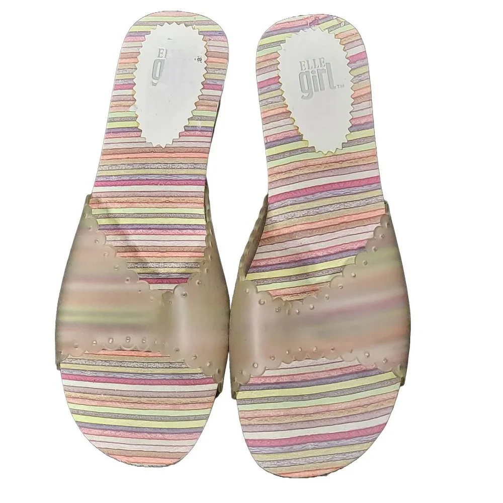 Elle Girl Womens Clear Gummies‎ Gummy Slip On Sandals Size 8.5 Slides y2k Retro